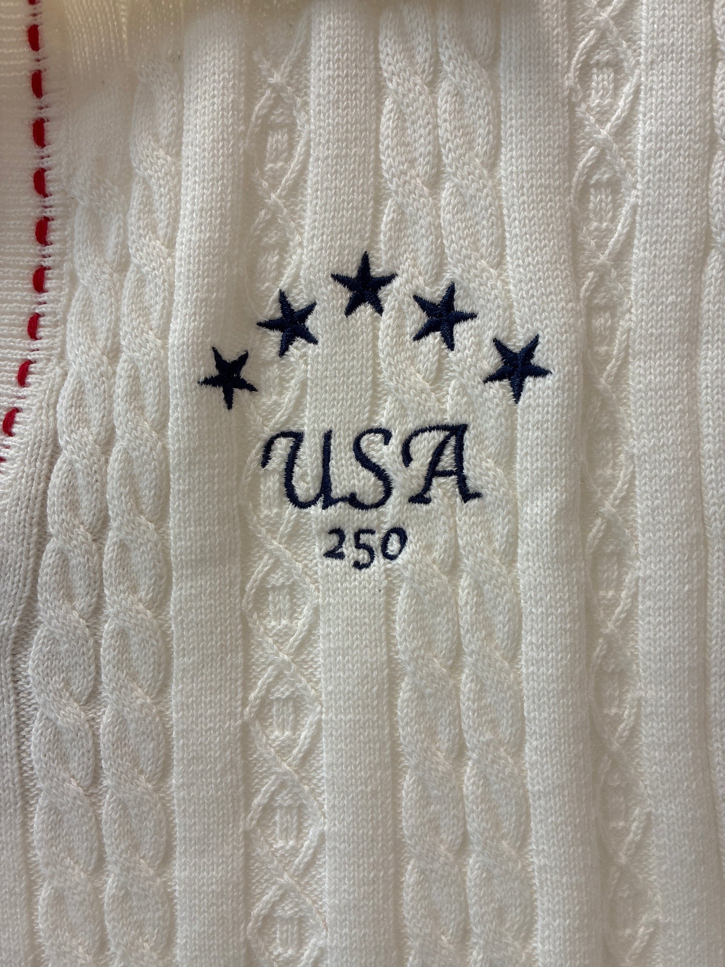 
                  
                    Brodie | USA 250 Cable Polo Vest | White
                  
                