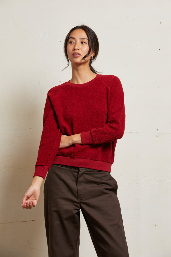 Perfectwhitetee | Ziggy Reverse Fleece Shrunken crew | Maple