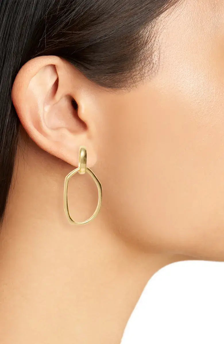 
                  
                    Irregular Link Drop Earrings - 24K Gold Plated: Gold
                  
                