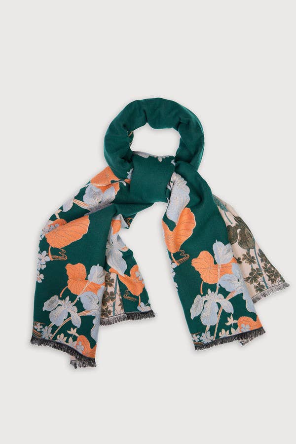 
                  
                    Floral Reversible Scarf: Light Blue
                  
                