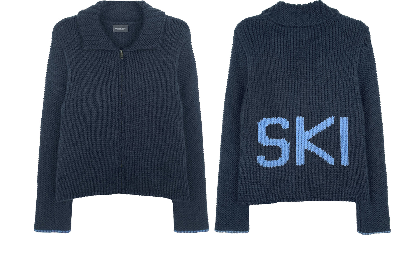 Wooden Ships | SKI Back | Zip Cardigan  | Blue