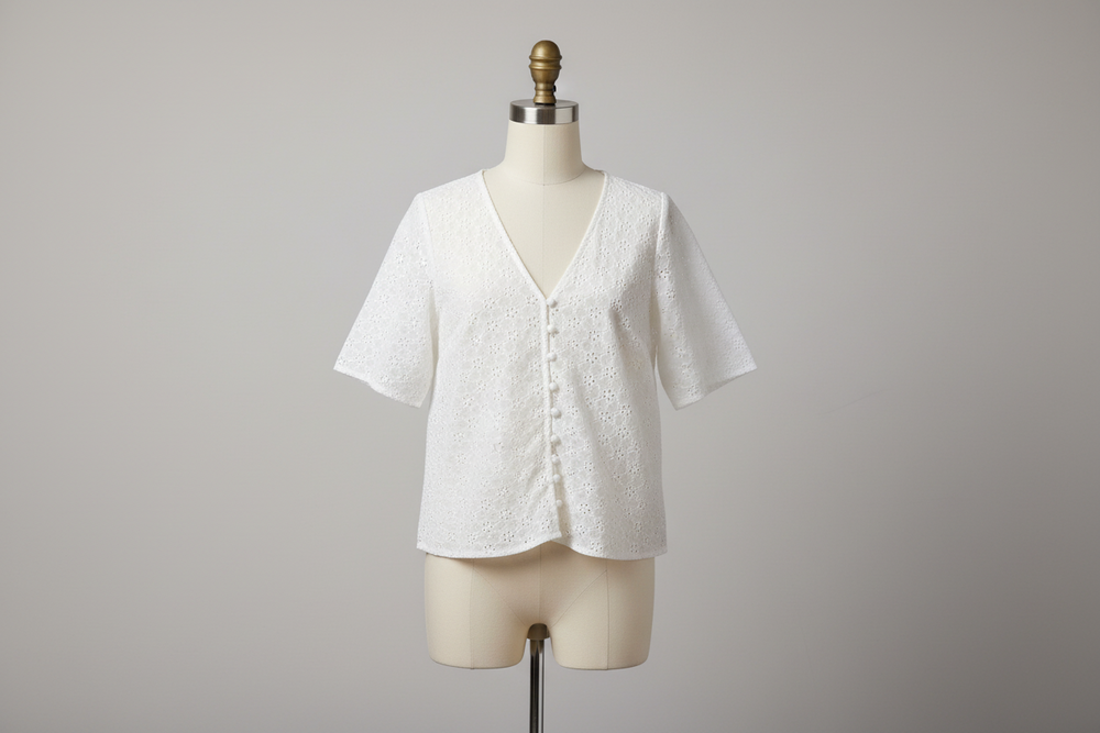 Six-Fifty | Adrian | Eyelet Button Top | White – Sudies