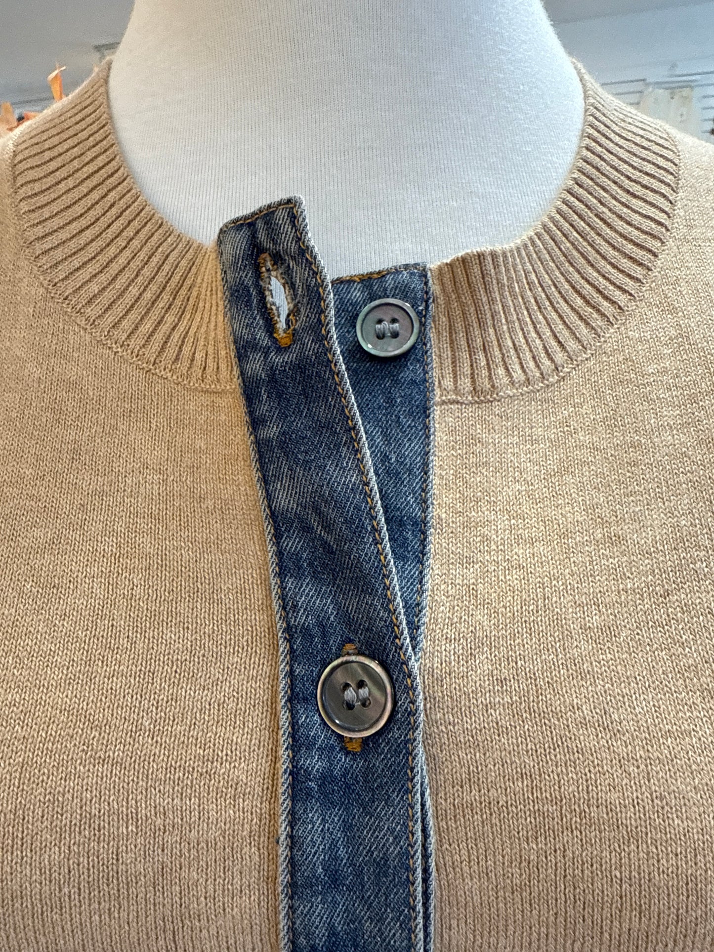 
                  
                    J.Society | Cardigan with Denim accents | 22029
                  
                