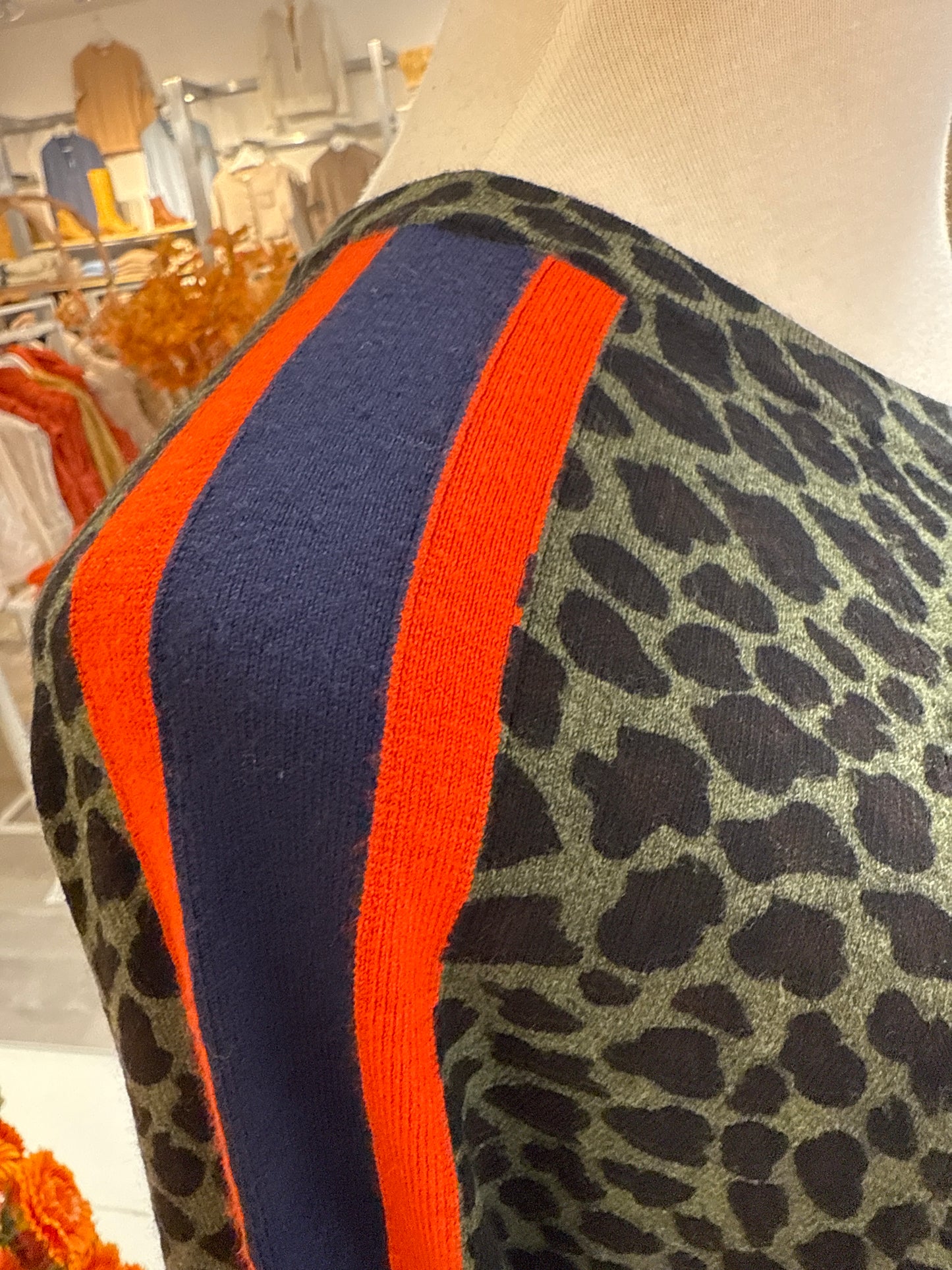 
                  
                    J. Society | Cheetah Crew Sweater W/stripe |30003
                  
                