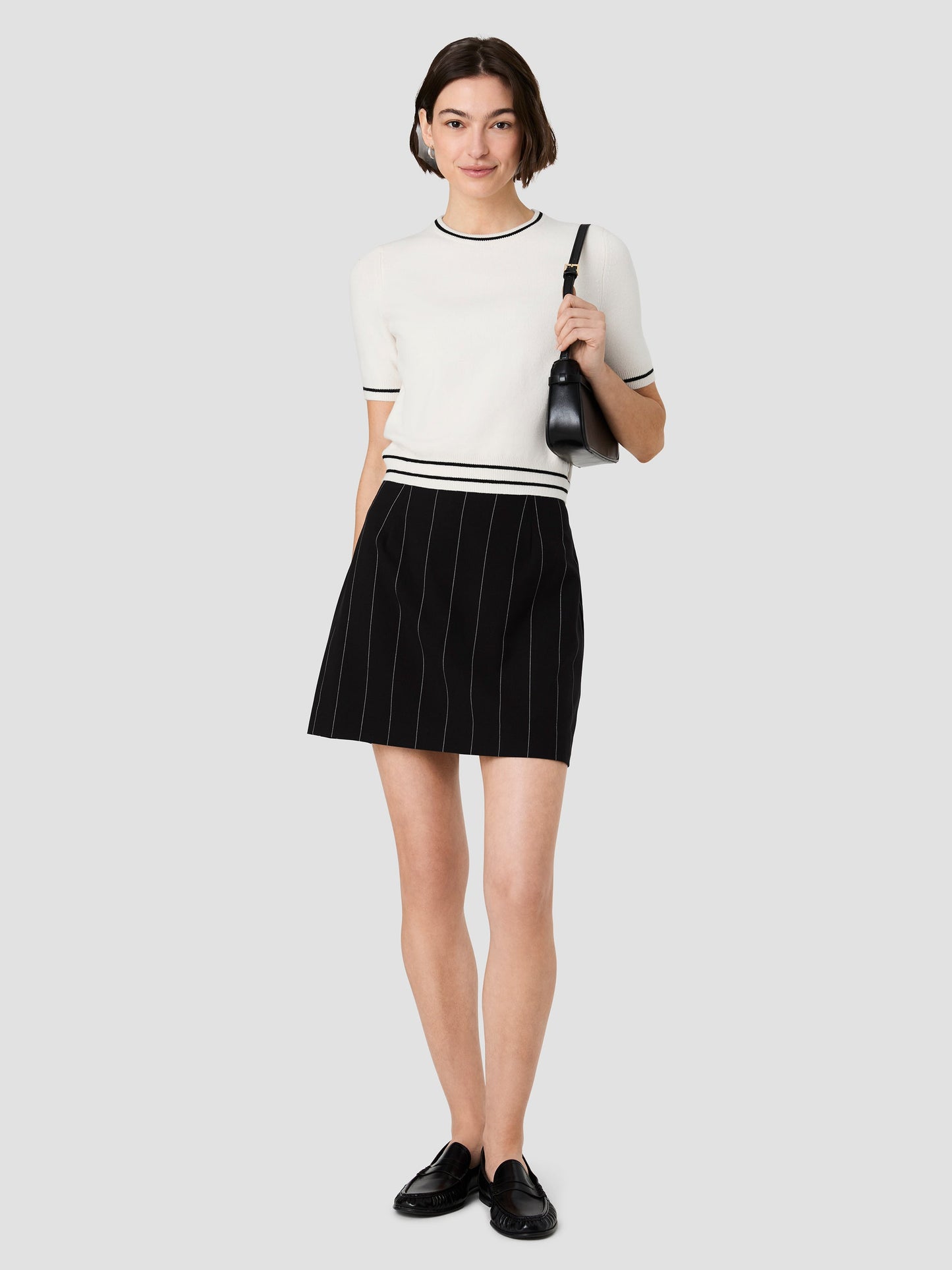 French Connection| Pinstripe Skirt | Black