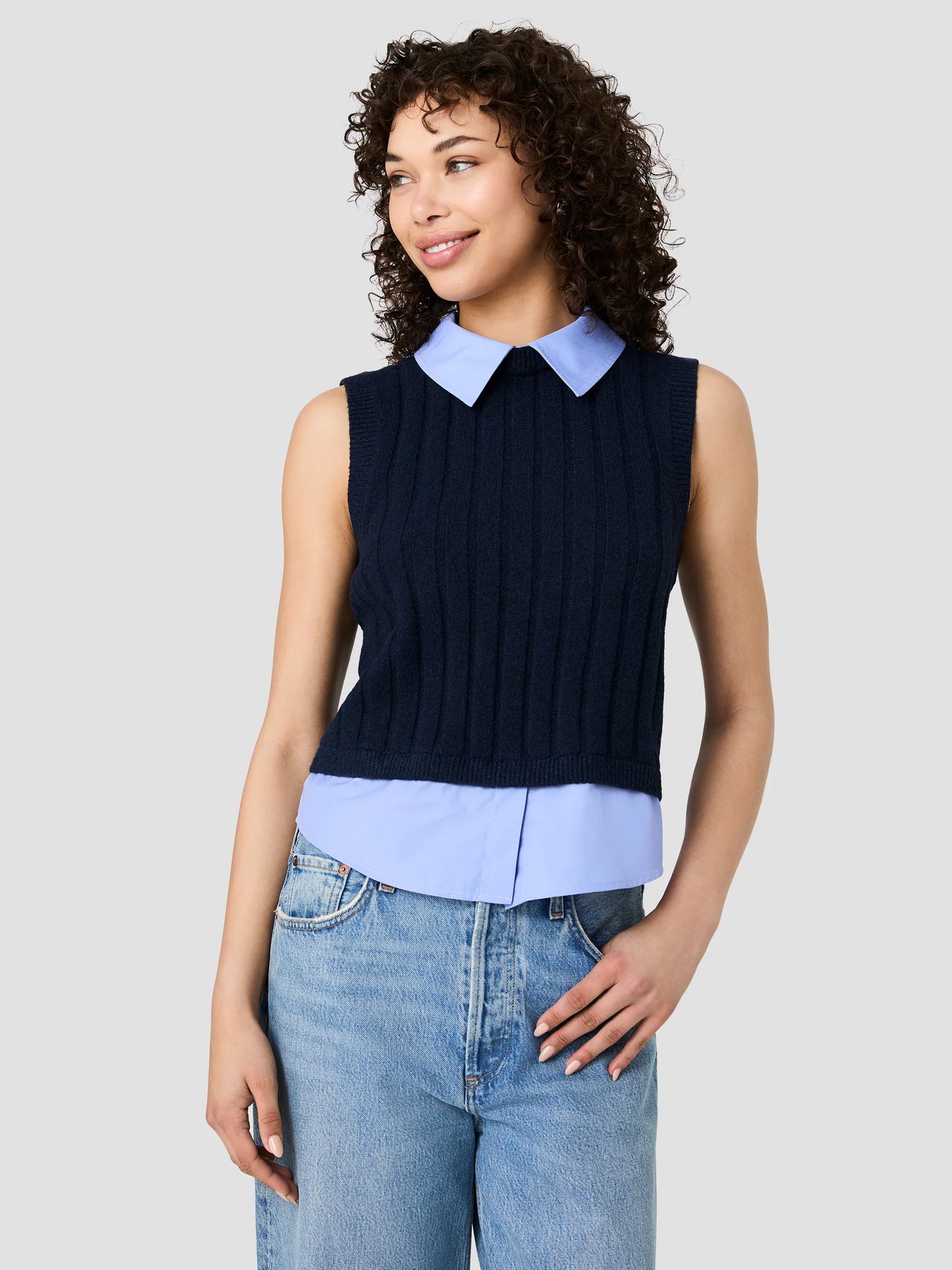 
                  
                    French Connection | Aleyna Knit Collared Vest
                  
                
