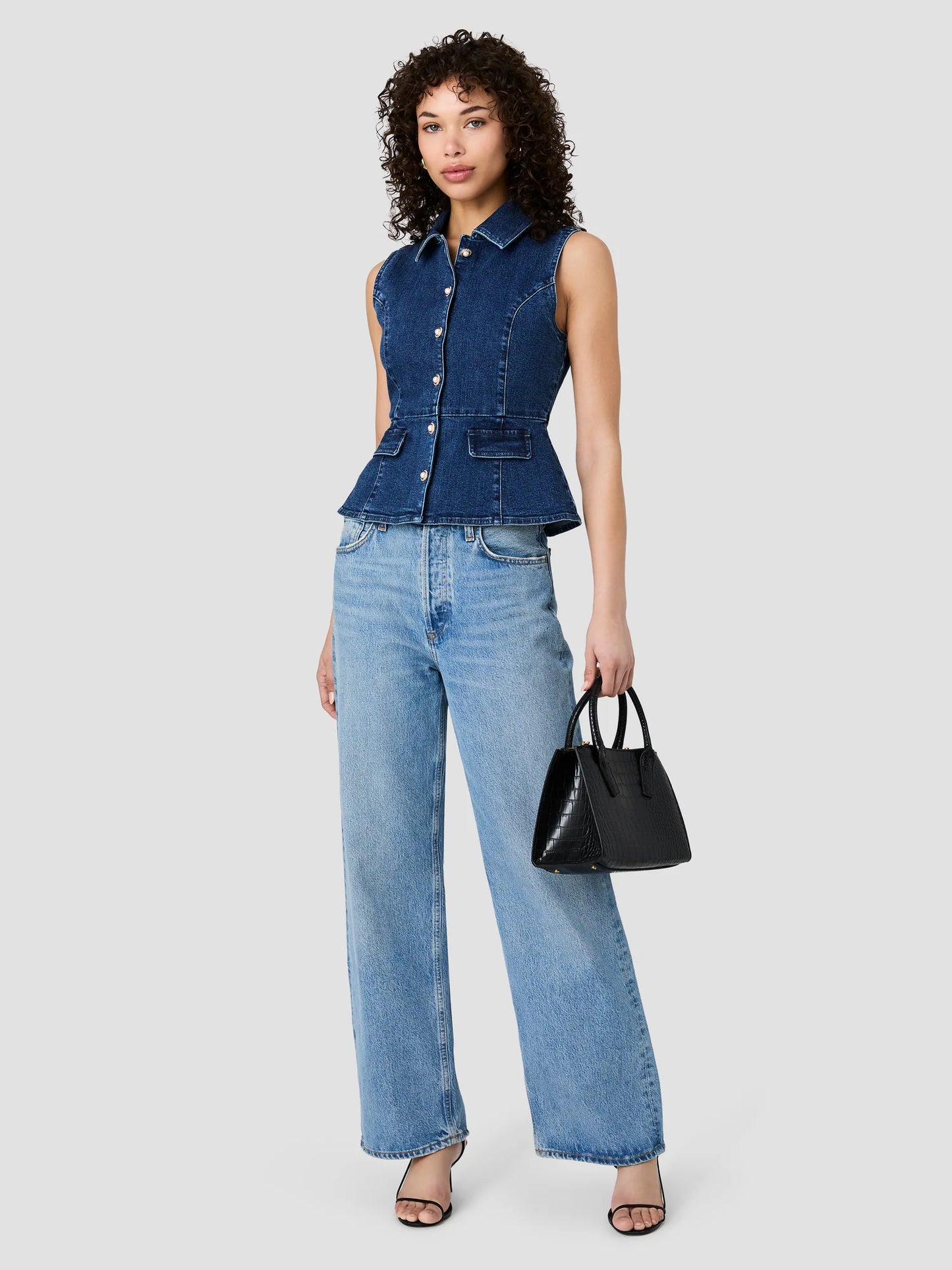 
                  
                    French Connection | Delancey Denim Peplum top
                  
                