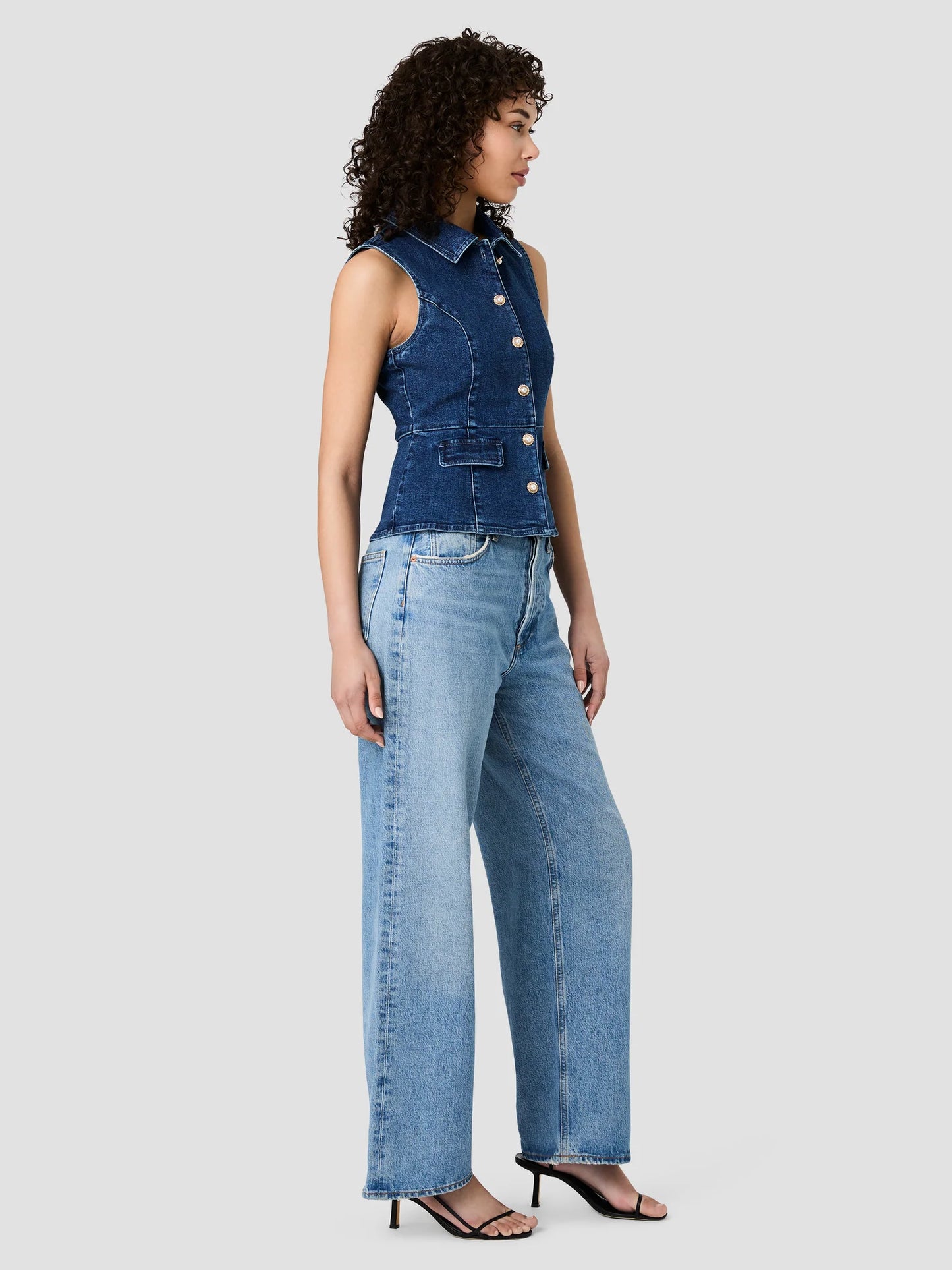 
                  
                    French Connection | Delancey Denim Peplum top
                  
                