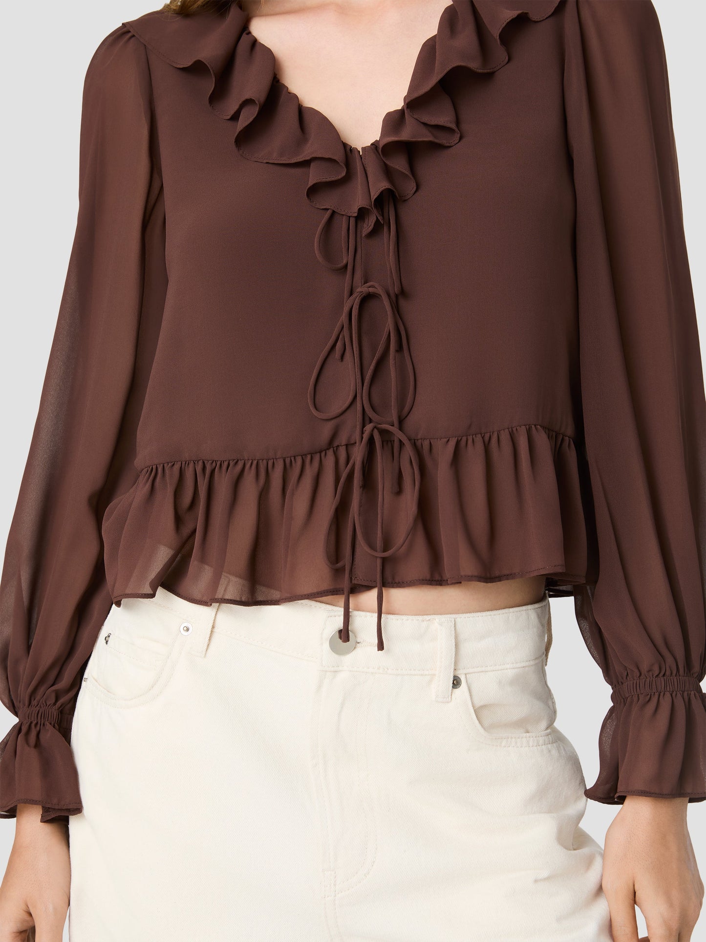 
                  
                    French Connection | Marina Silk Top | Cocoa Brown
                  
                