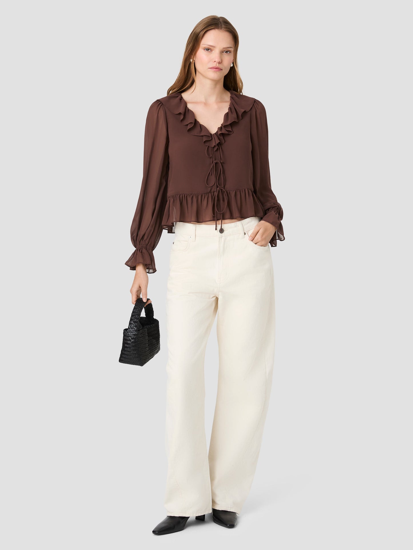 
                  
                    French Connection | Marina Silk Top | Cocoa Brown
                  
                
