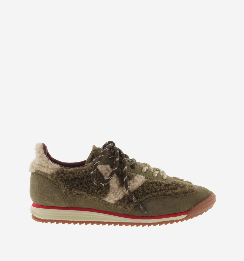 
                  
                    Victoria| Saturn Faux Shearling Sneaker | Olive
                  
                