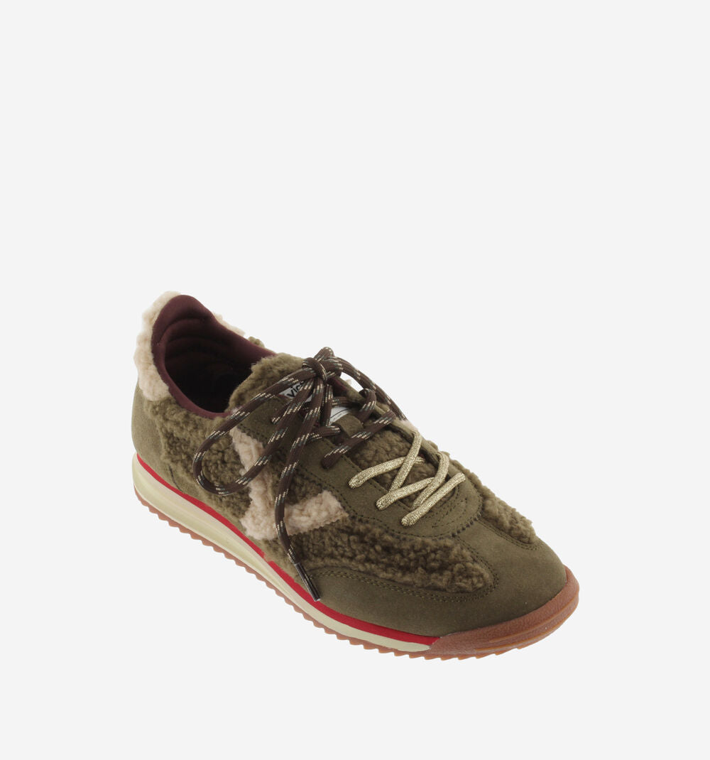 
                  
                    Victoria| Saturn Faux Shearling Sneaker | Olive
                  
                