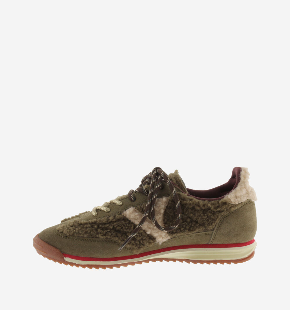 
                  
                    Victoria| Saturn Faux Shearling Sneaker | Olive
                  
                