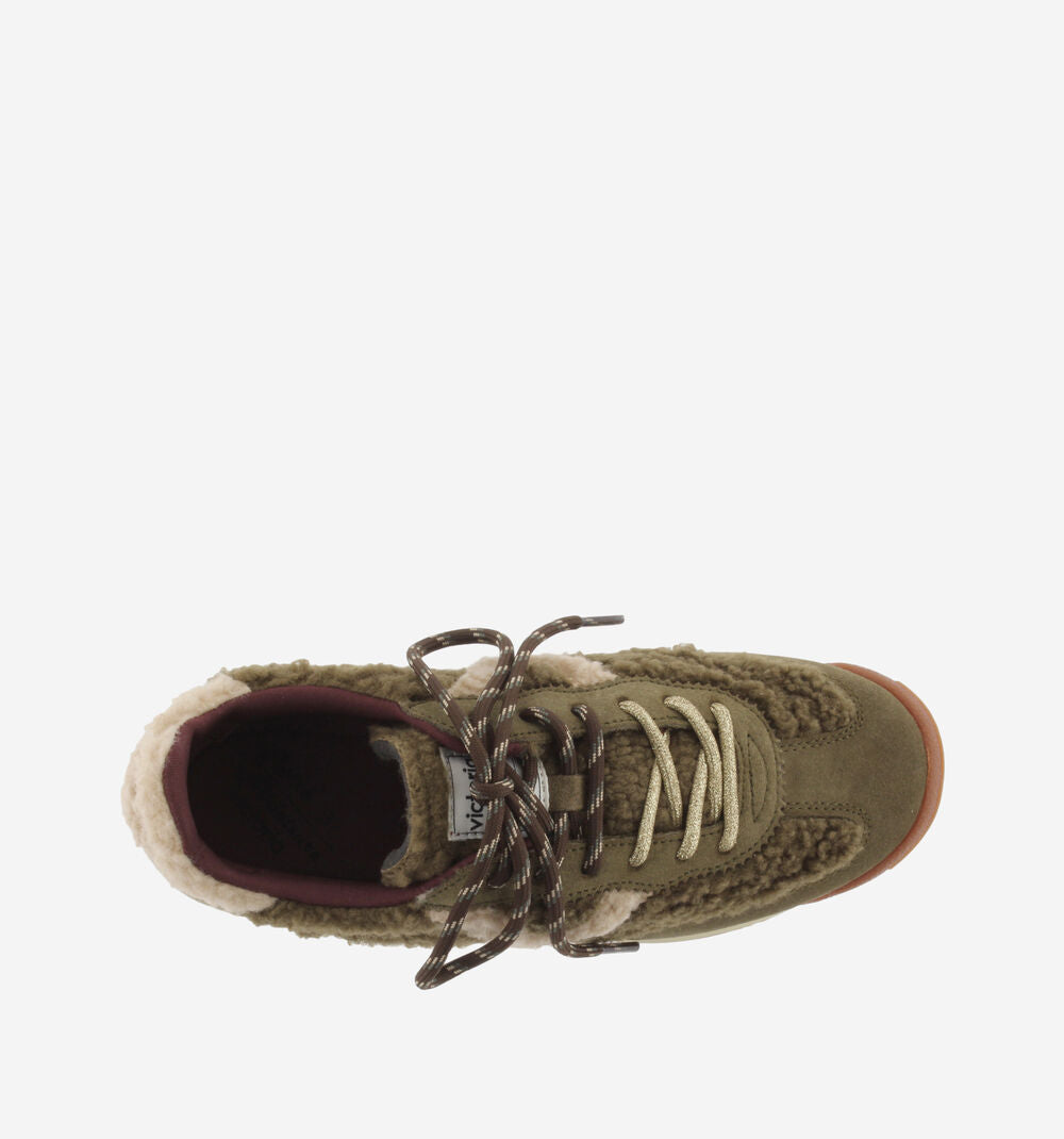 
                  
                    Victoria| Saturn Faux Shearling Sneaker | Olive
                  
                