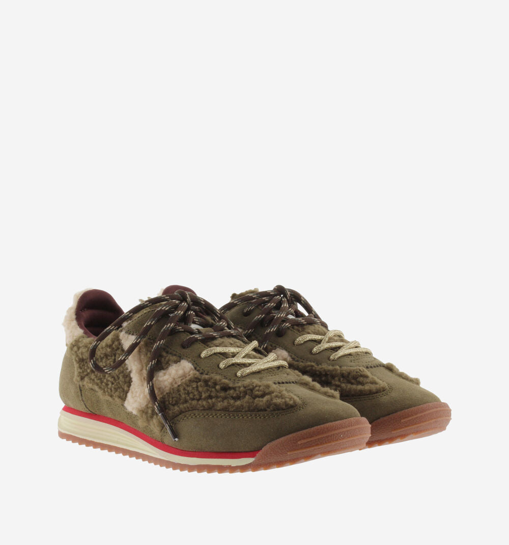 
                  
                    Victoria| Saturn Faux Shearling Sneaker | Olive
                  
                