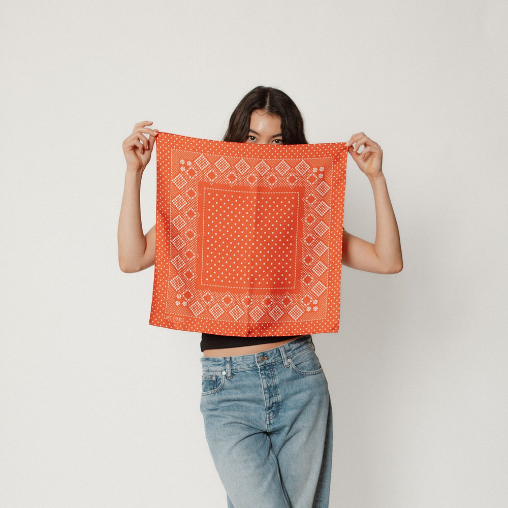 Last Chance Textiles | Silk Twill Scarf | Daisy chili