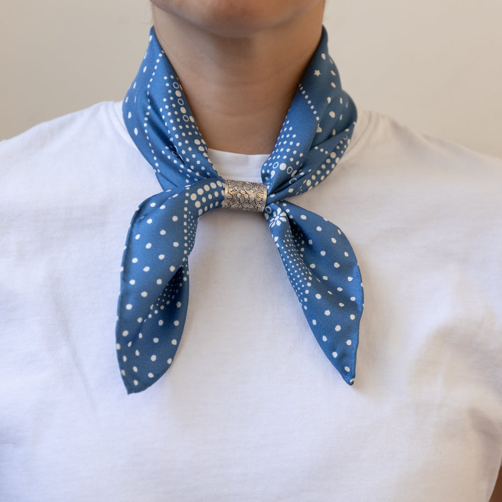 Last Chance Textiles | Silk Twill Scarf | Daisy Blue