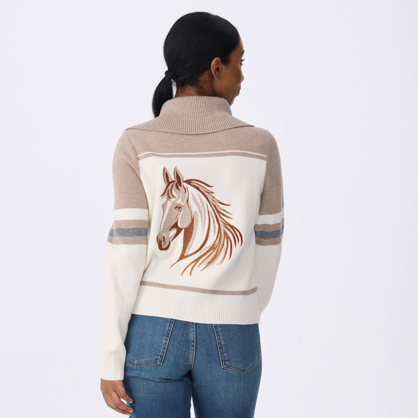 
                  
                    Krimson Klover | Robin Full Zip Horse Cardigan | Oat
                  
                