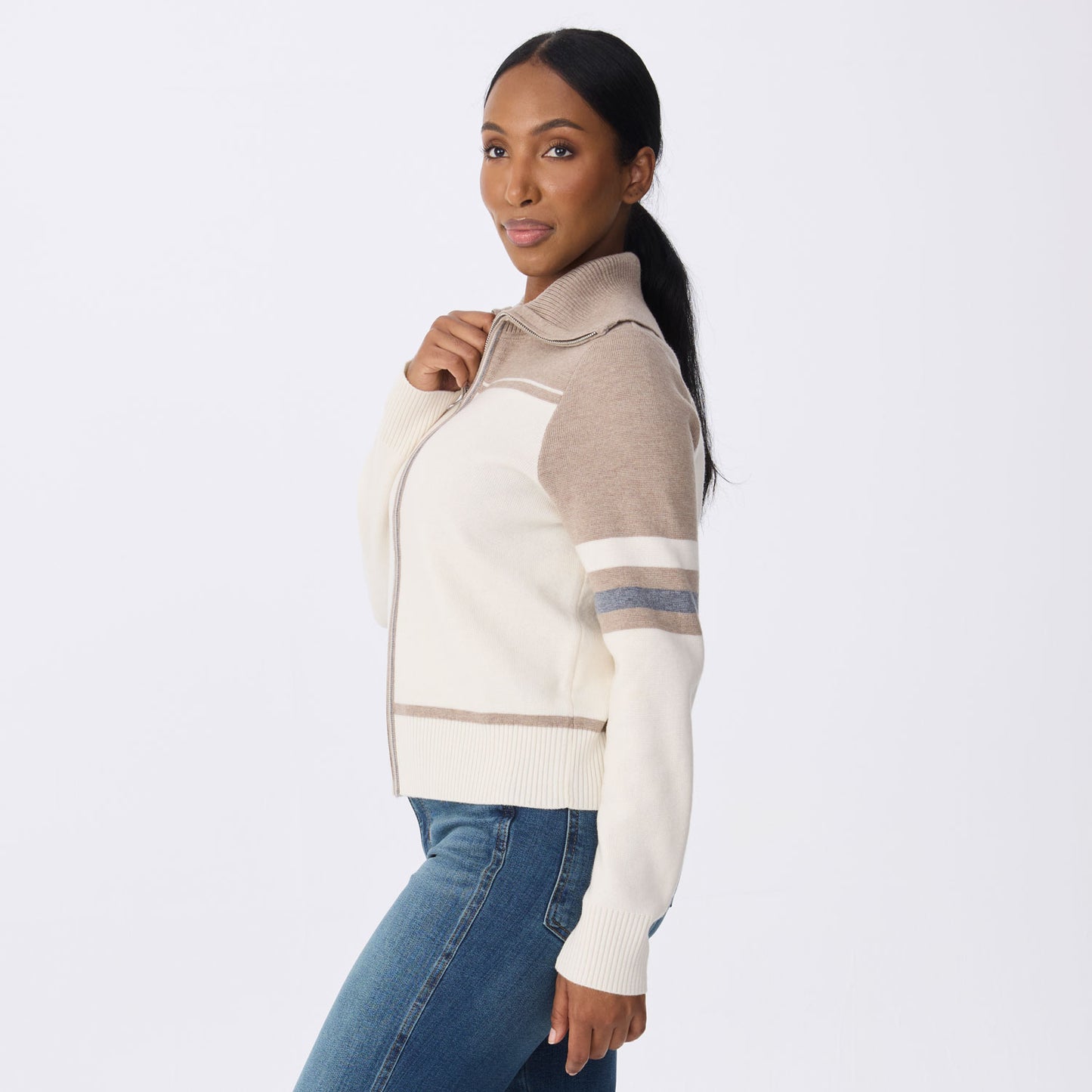 
                  
                    Krimson Klover | Robin Full Zip Horse Cardigan | Oat
                  
                