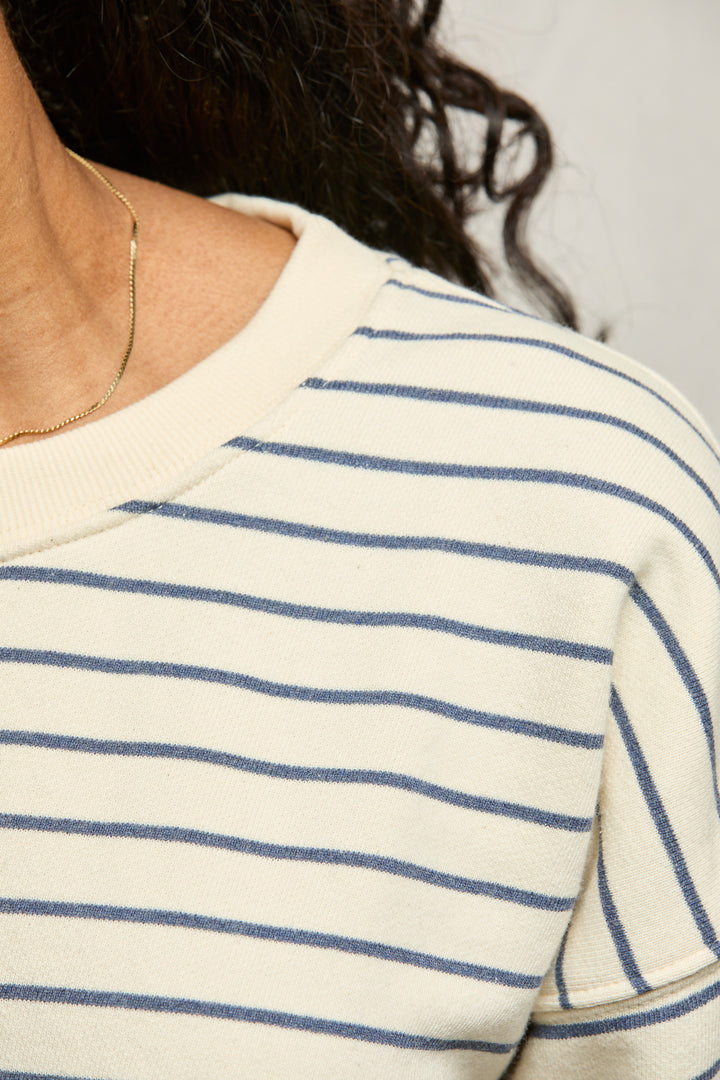 
                  
                    Perfectwhitetee| Niall Stripe French Terry Top| Natural/night stripe
                  
                
