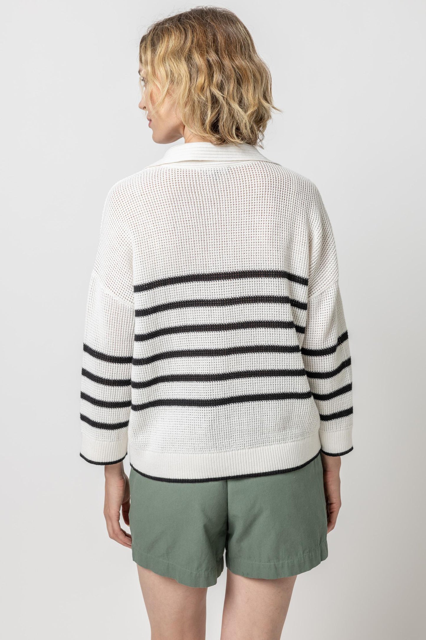
                  
                    Lilla P | Textured Stripe Polo Sweater |  PA2480
                  
                