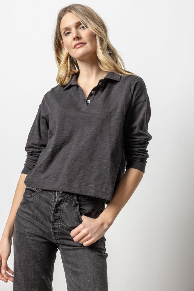 Lilla P | Long Sleeve drop Shoulder Polo top | PA 2644