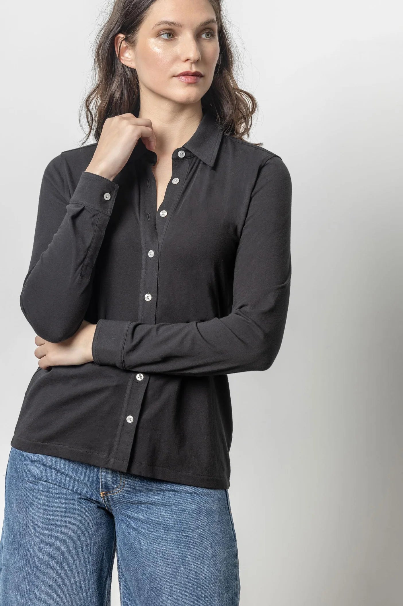 
                  
                    Lilla P | Long Sleeve Button Down Tee | PA2703
                  
                