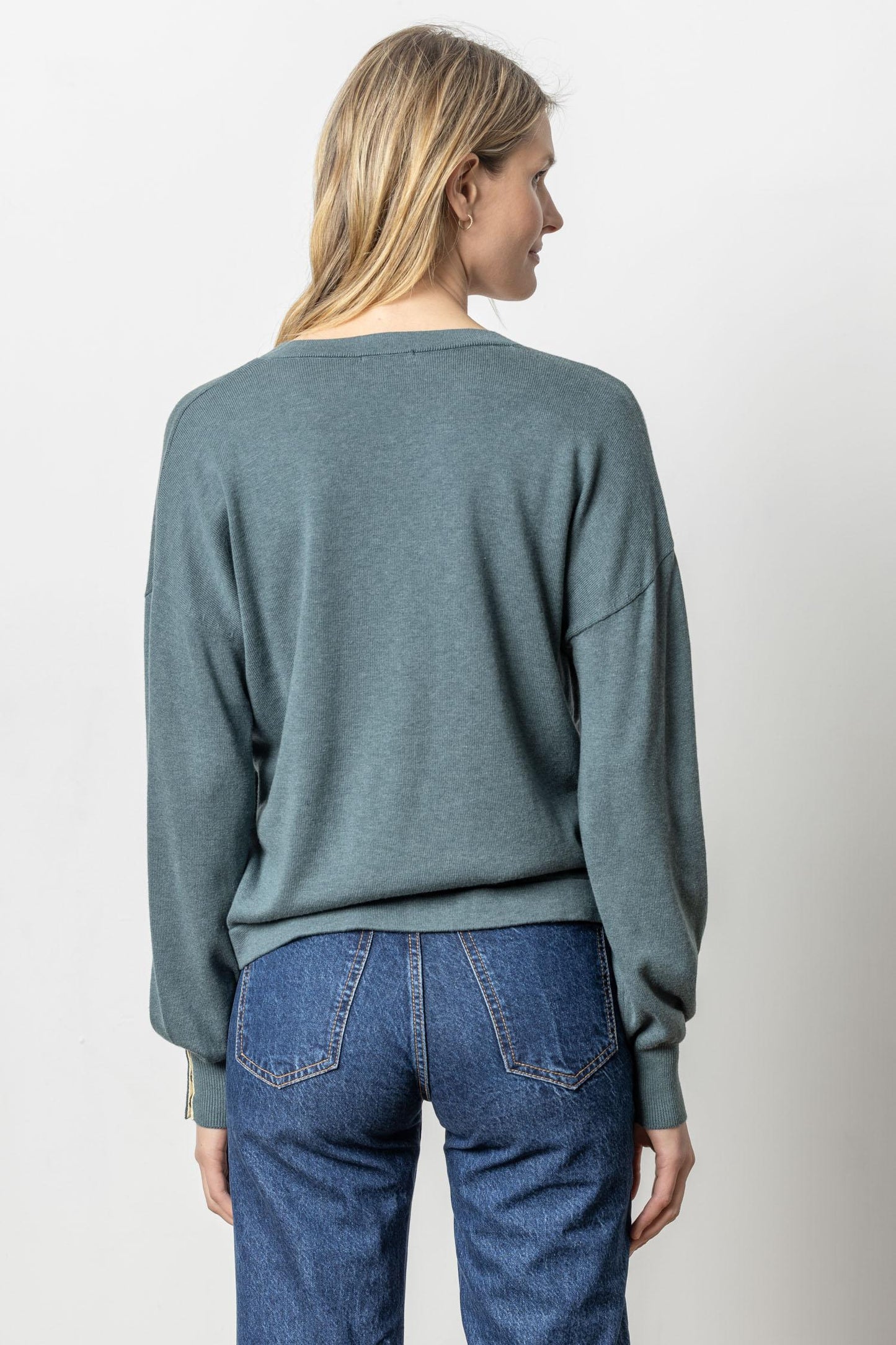 
                  
                    Lilla P | Snap Cuff V-Neck Sweater | PA 2728
                  
                