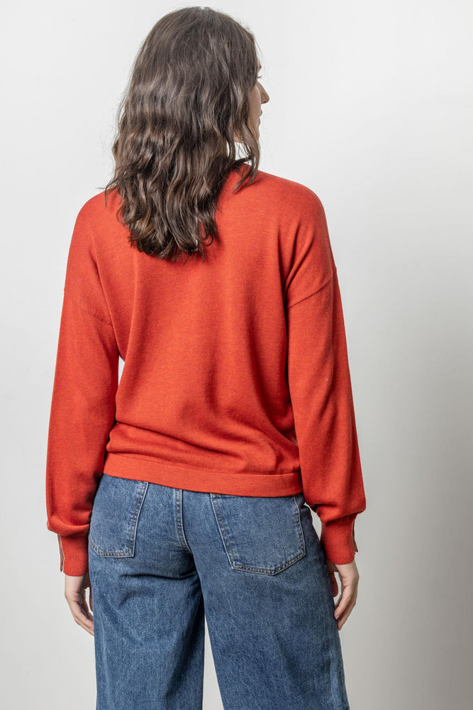 
                  
                    Lilla P | Snap Cuff V-Neck Sweater | PA 2728
                  
                