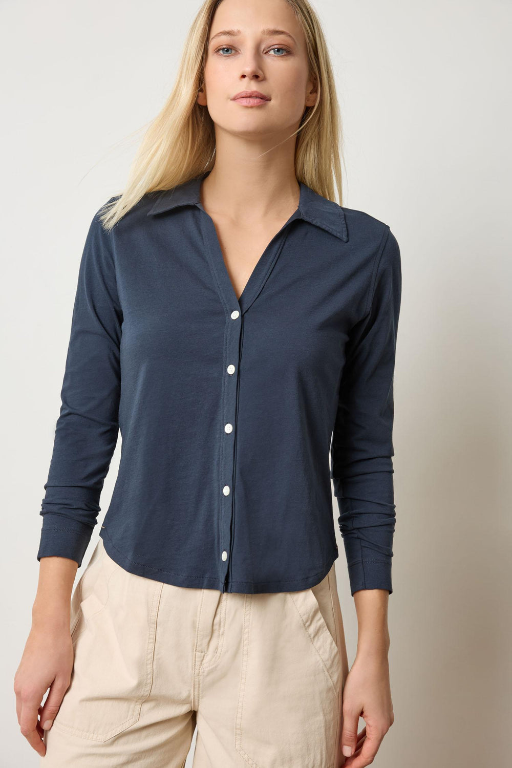Lilla P | Split Collar Button Down | 3057