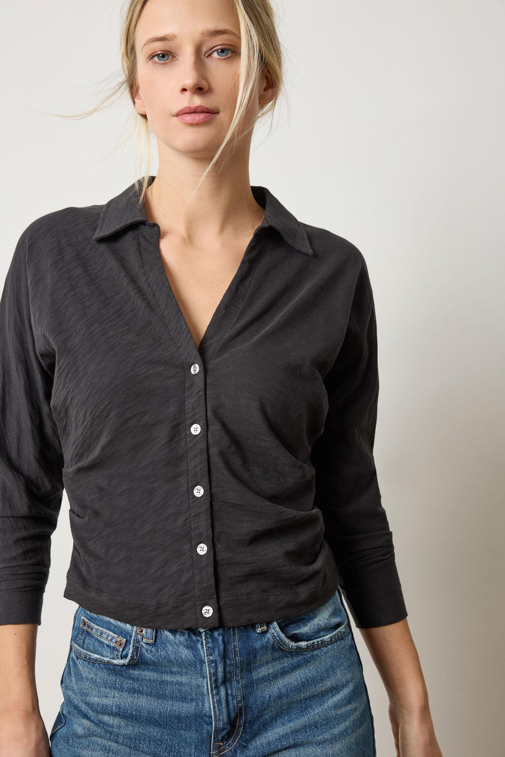 Lilla P | Side Pleat Button Down | 3129