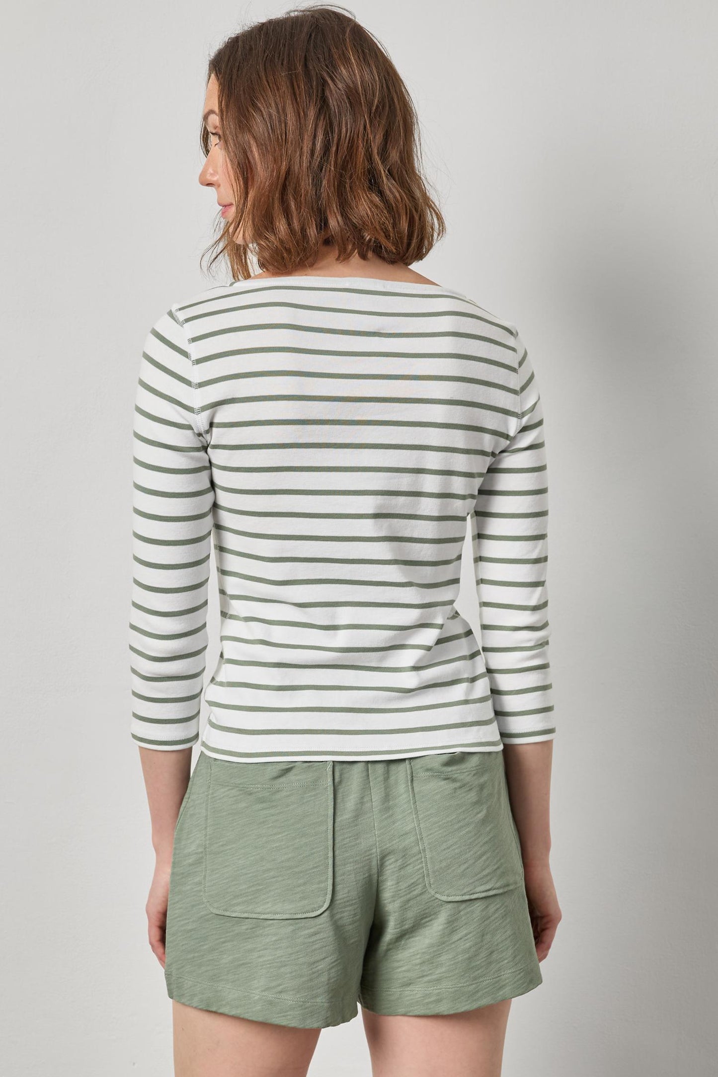 
                  
                    Lilla P | Rib Stripe 3/4 Boatneck | Sage | 3325
                  
                