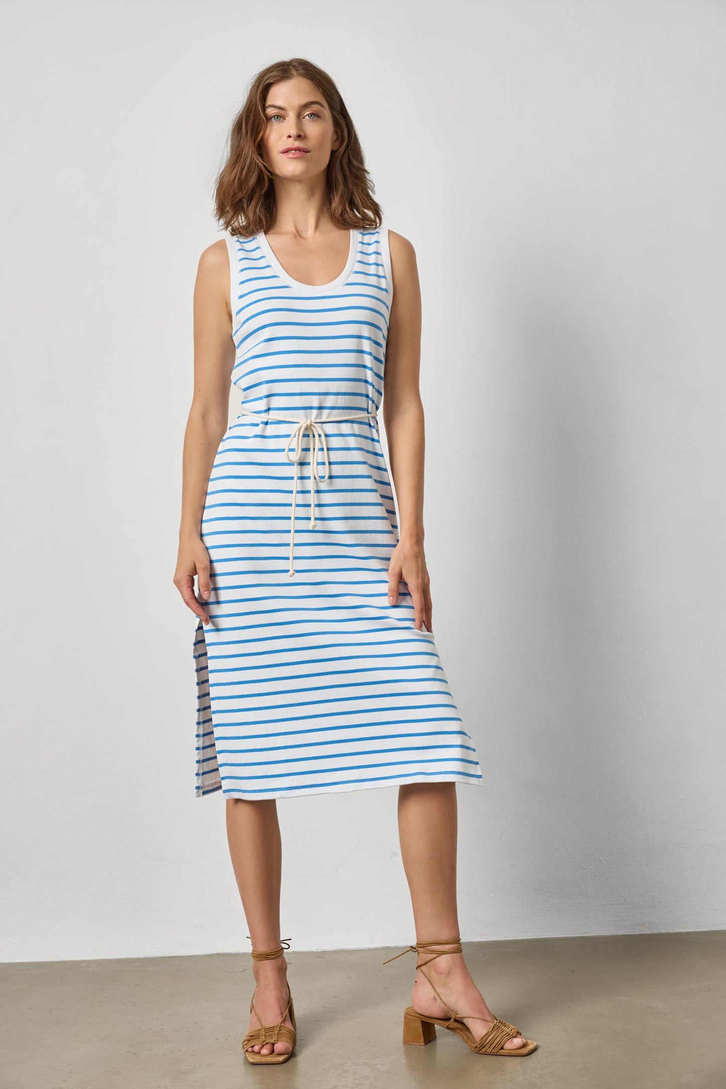 
                  
                    Lilla P | Rib Stripe Side Slit Dress | 3328
                  
                