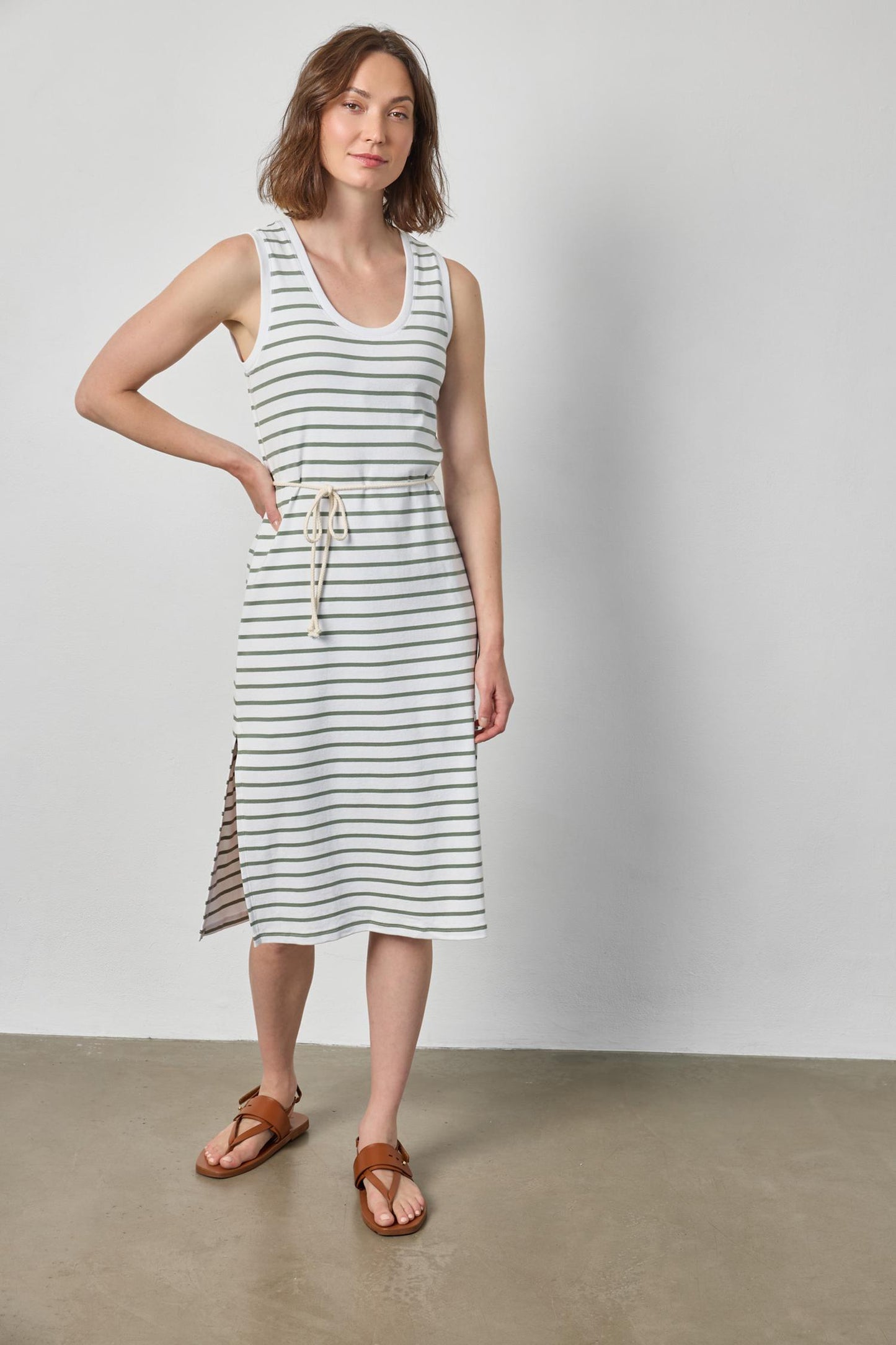 
                  
                    Lilla P | Rib Stripe Side Slit Dress | 3328
                  
                