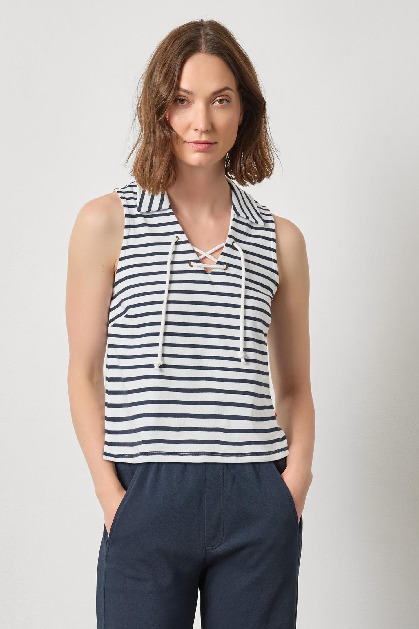 
                  
                    Lilla P | Sleeveless Collared Top | 3333
                  
                