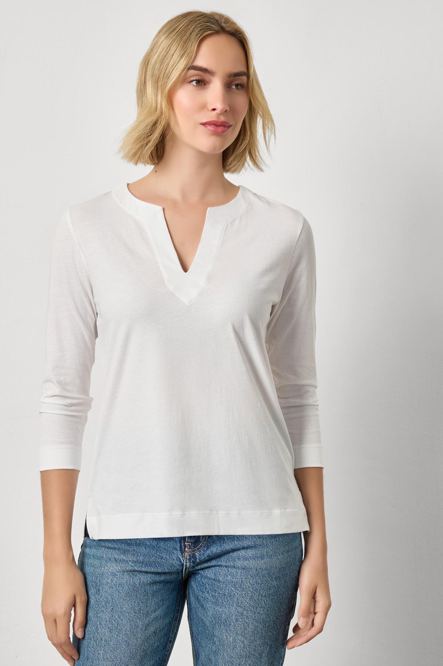 
                  
                    Lilla P | Side Slit Split Neck Top| 3339
                  
                