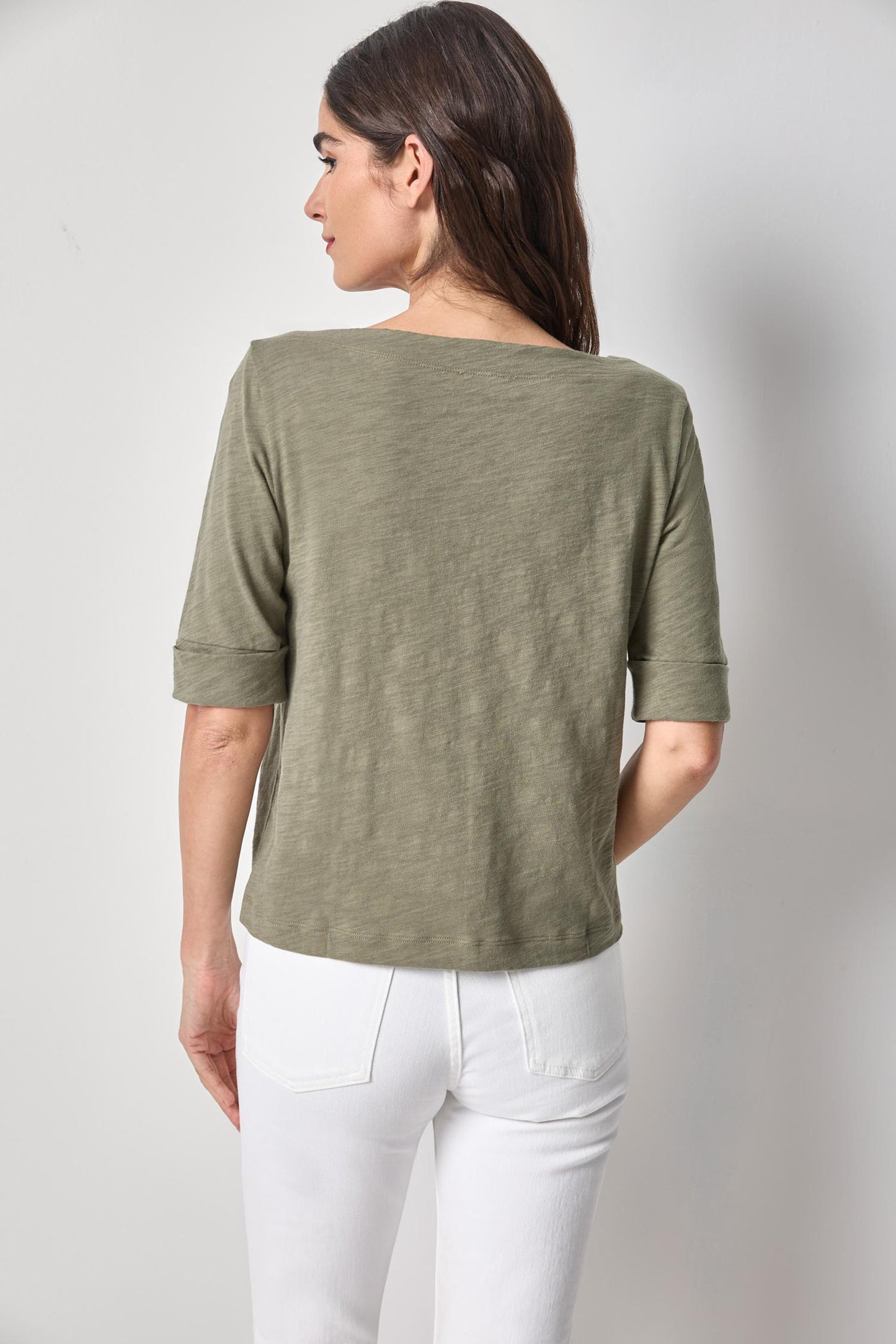 
                  
                    Lilla P | Cuffed Sleeve Boatneck | Fern | 3402
                  
                