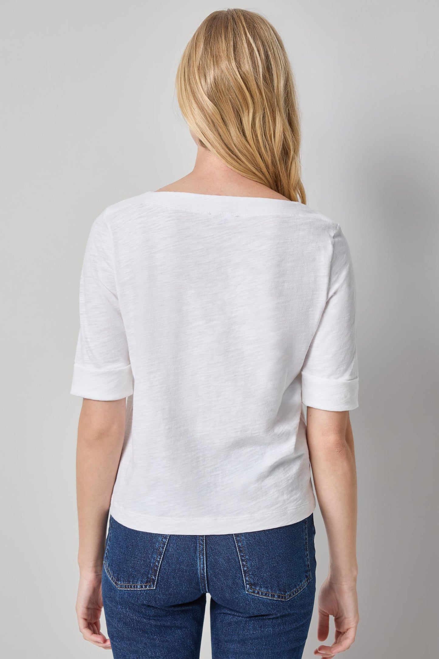 
                  
                    Lilla P | Cuffed Sleeve Boatneck | White | 3402
                  
                