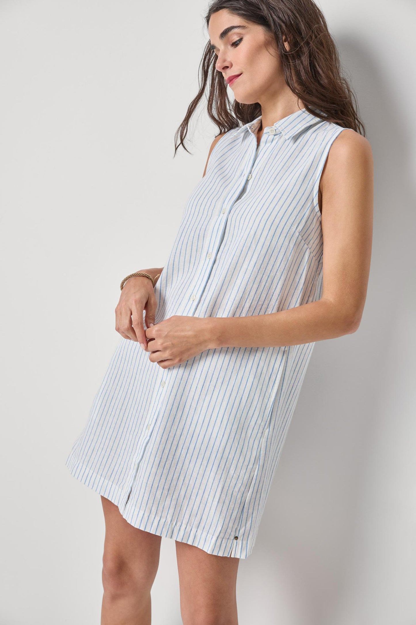 
                  
                    Lilla P | Striped Button Down Dress | 3437
                  
                