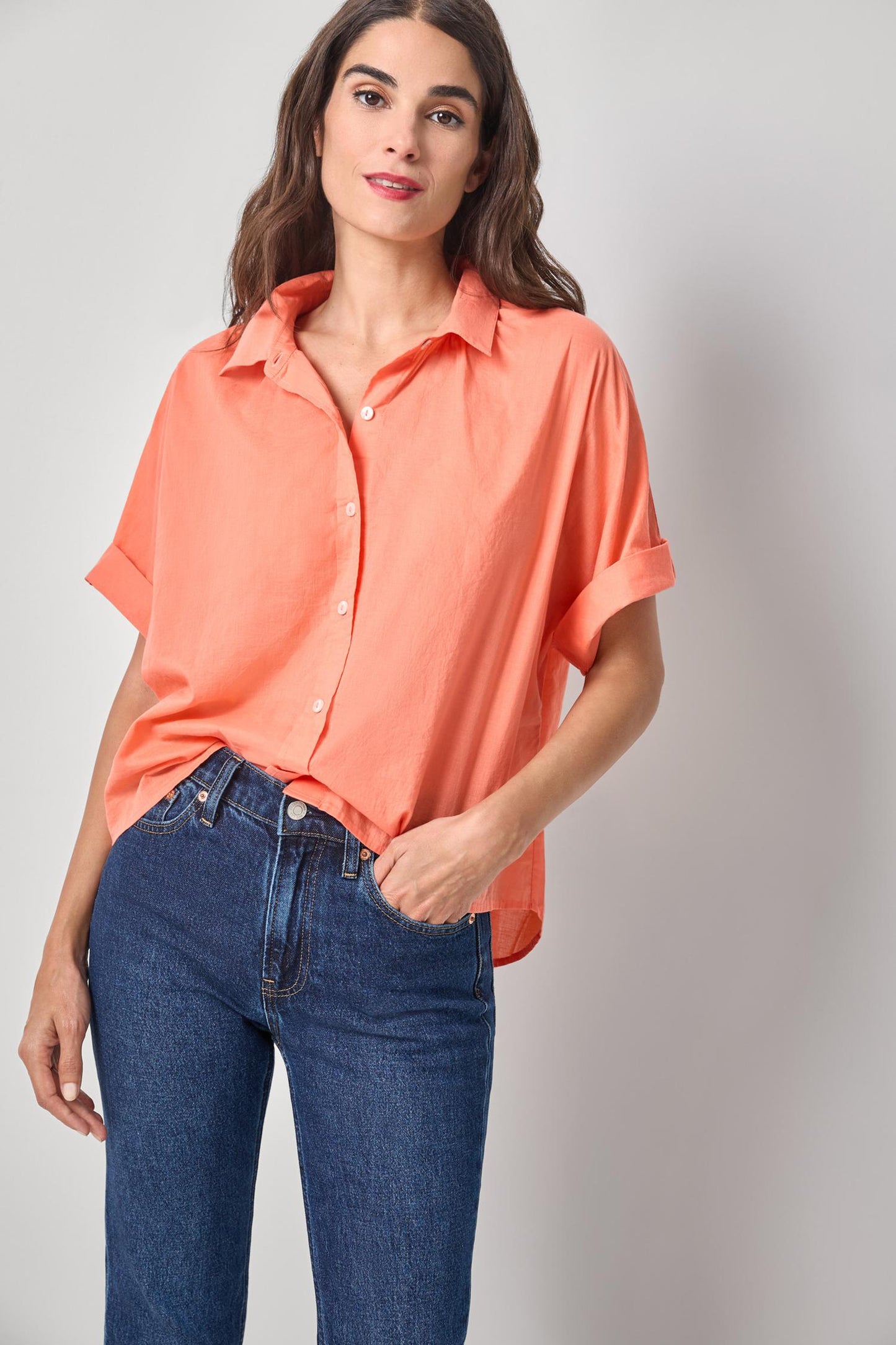 
                  
                    Lilla P | Elbow Sleeve Button Down | 3439
                  
                
