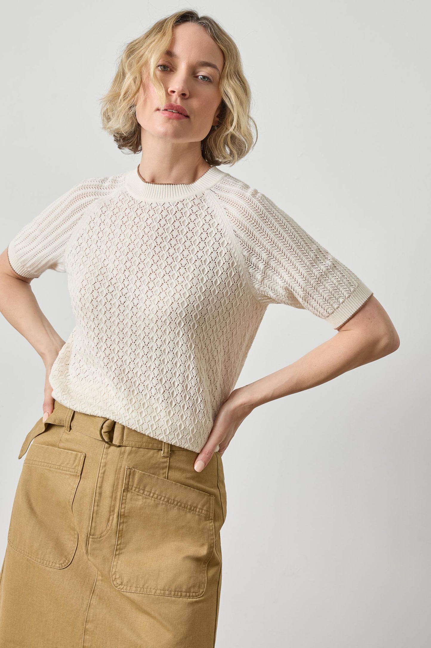 
                  
                    Lilla P | Mixed Stitch Crewneck Sweater | Ivory | 3497
                  
                