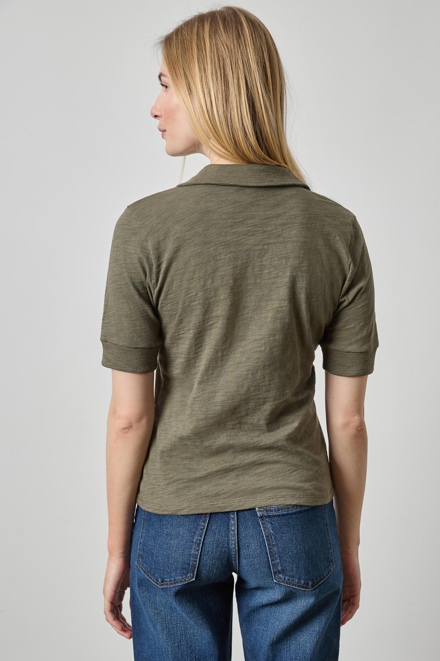 
                  
                    Lilla P | Elbow Sleeve Collard Split Neck Top | 3515
                  
                