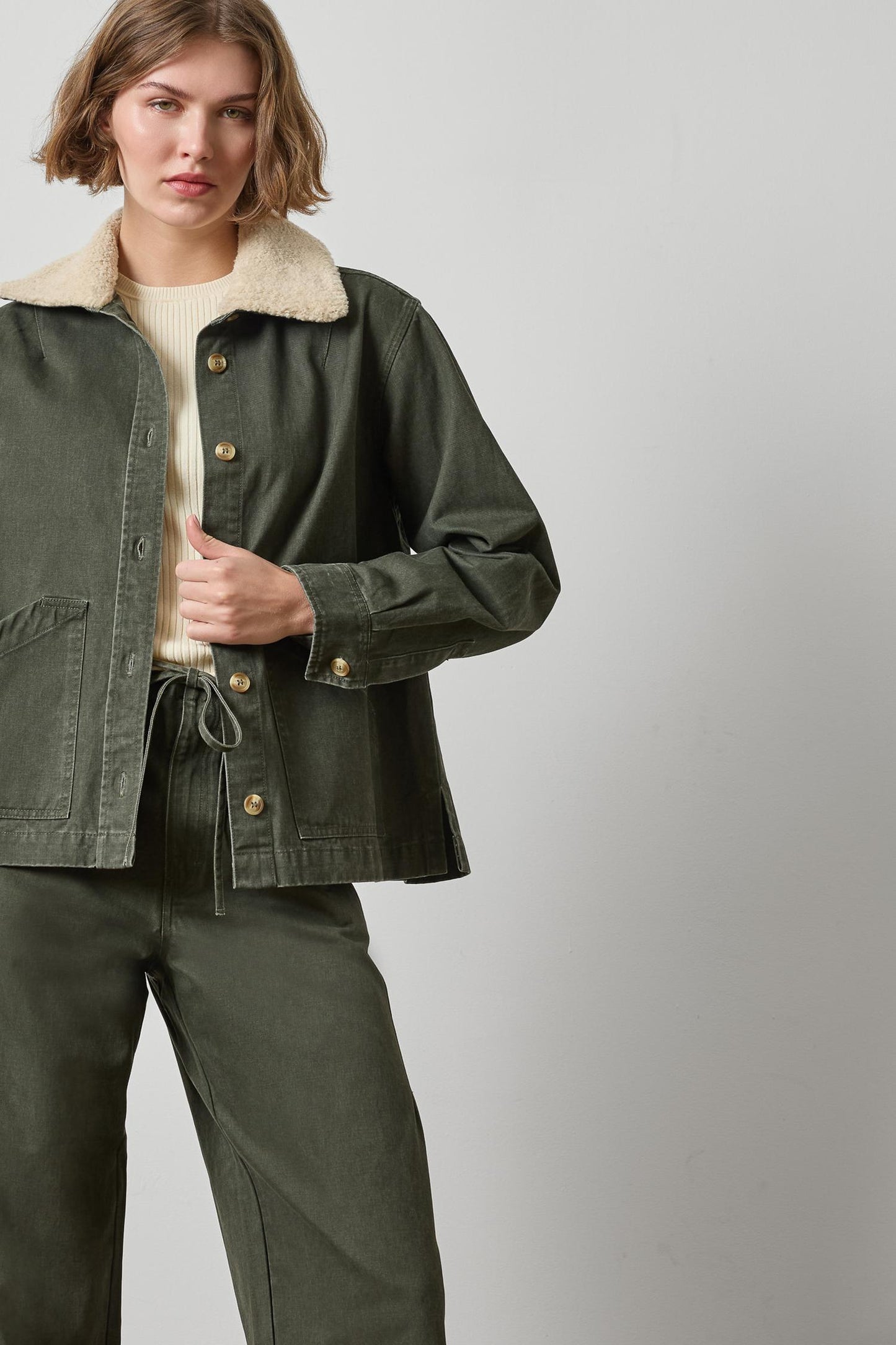 
                  
                    Lilla P | Washed Twill Pleat Back Jacket | Juniper | 3546
                  
                