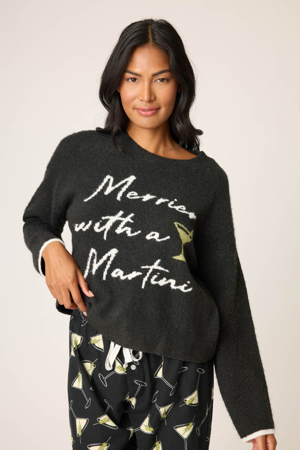 PJ Salvage | Merrier with a Martini Sweater | Black