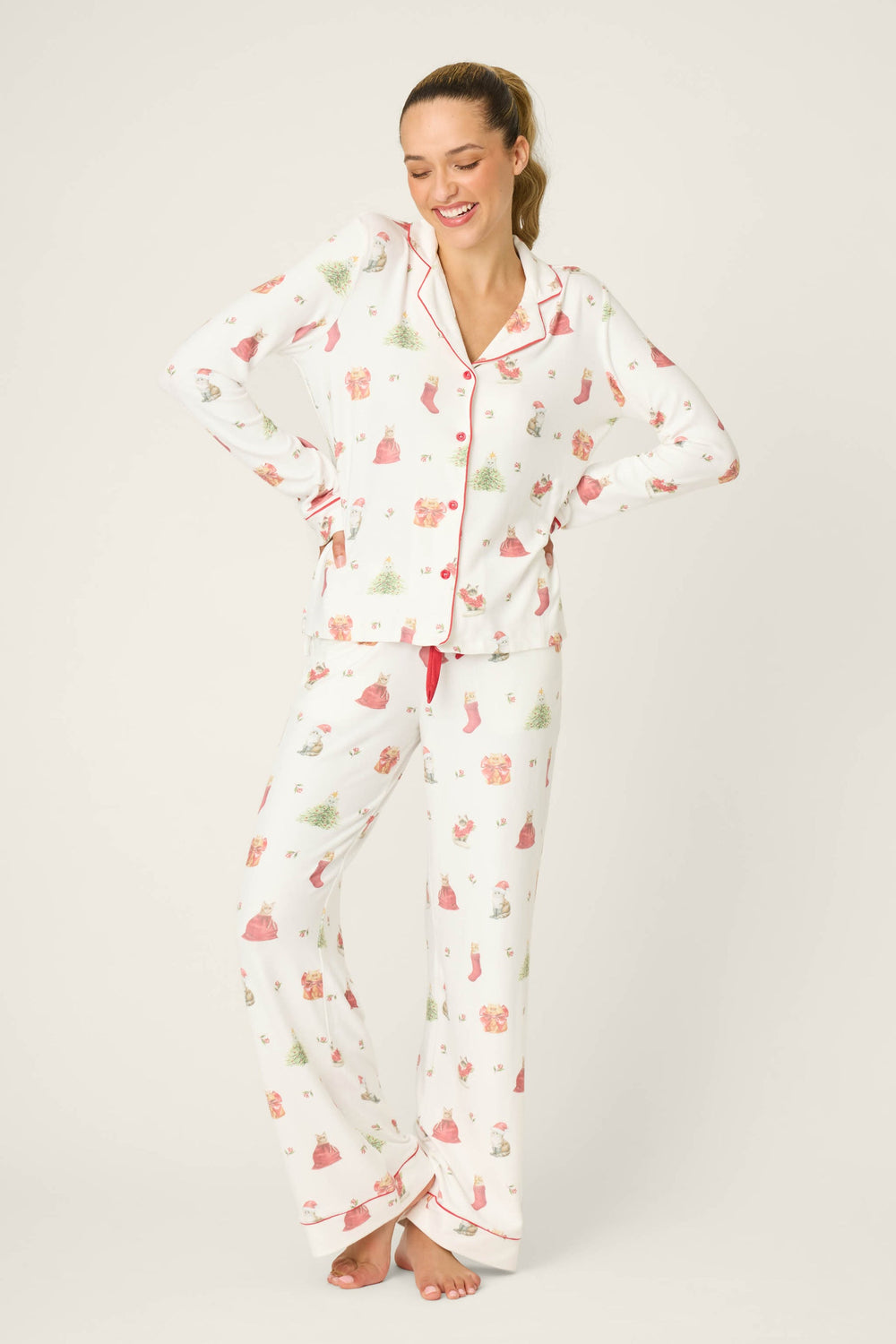 PJ Salvage | Feline Festive PJ Set | Ivory