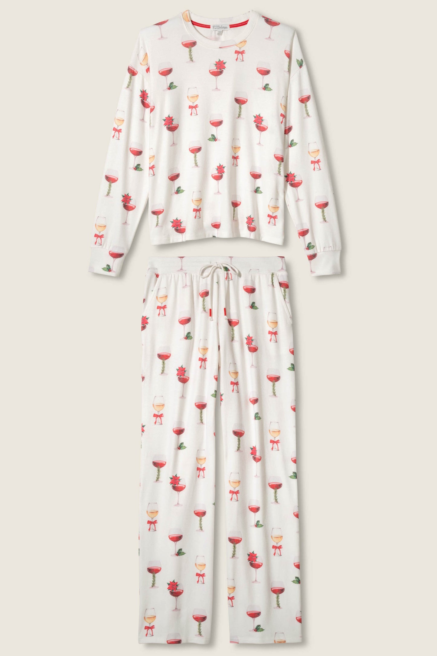 
                  
                    PJ Salvage | Holiday Wine PJs | Ivory
                  
                