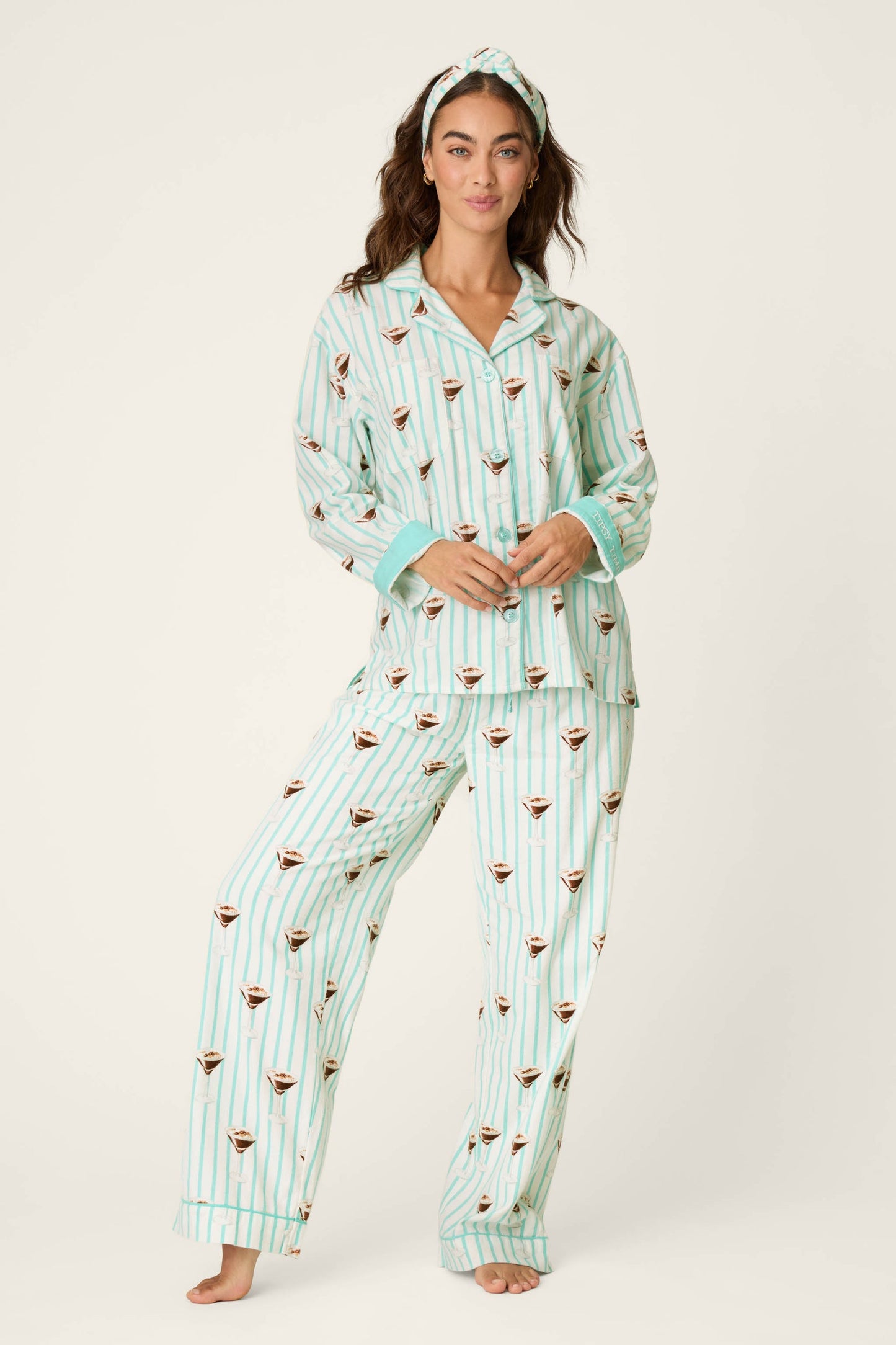 
                  
                    PJ Salvage | Flannel PJ Set | Tipsy Time | Pool Blue
                  
                