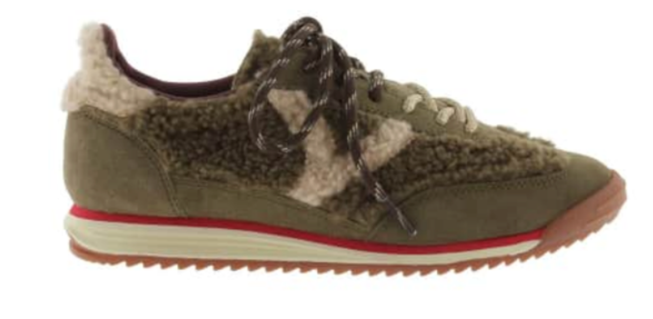 Victoria| Saturn Faux Shearling Sneaker | Olive