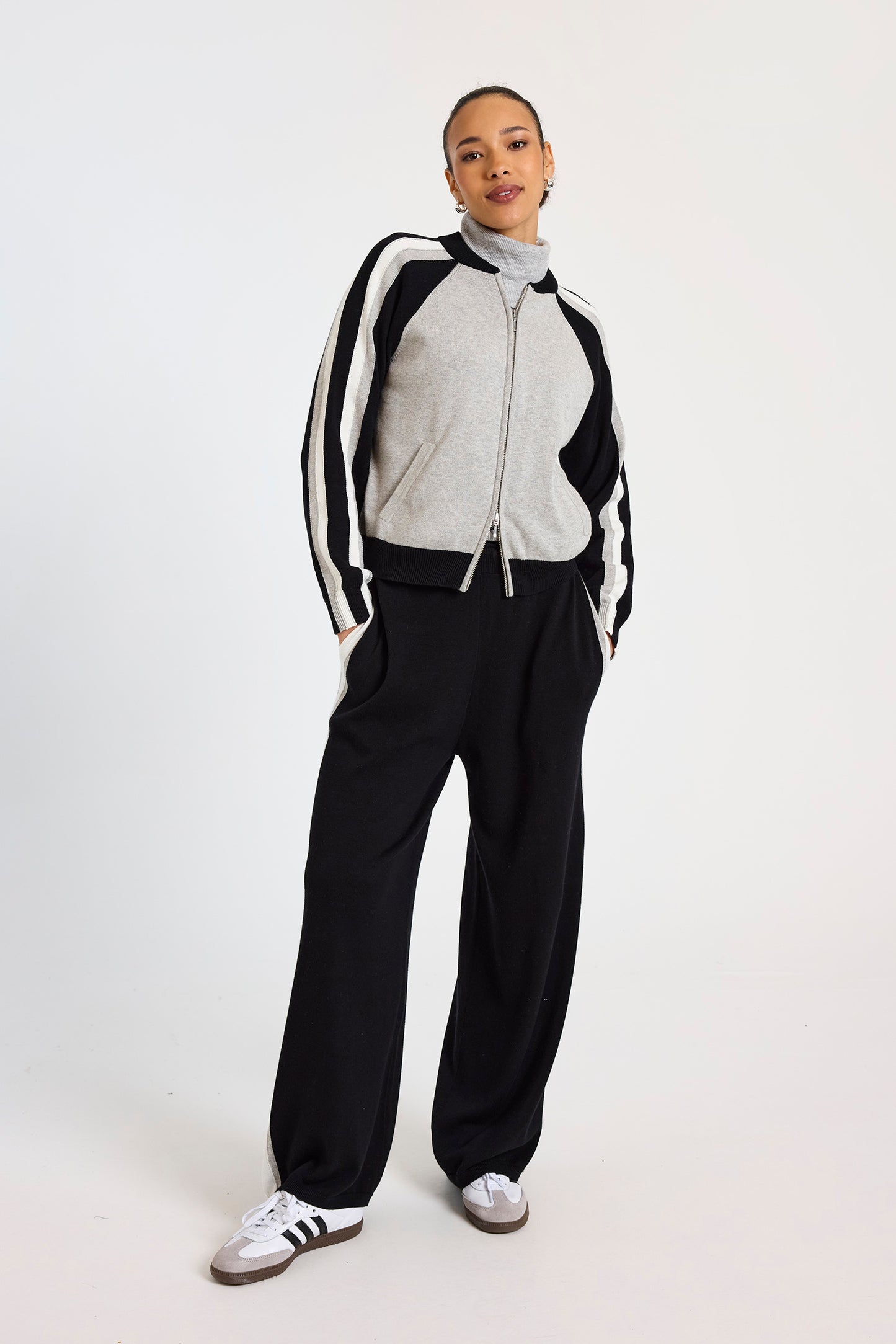 
                  
                    Brodie | Valerie Stripe Bomber | Grey
                  
                