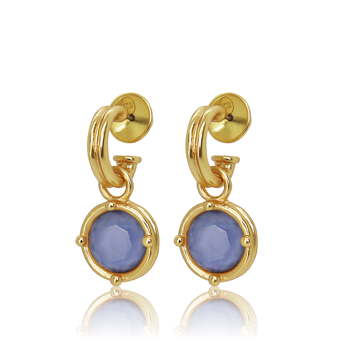 
                  
                    Double-Rim Gem Charm Hoop Earrings - 24K Gold Plated: Emerald Green
                  
                